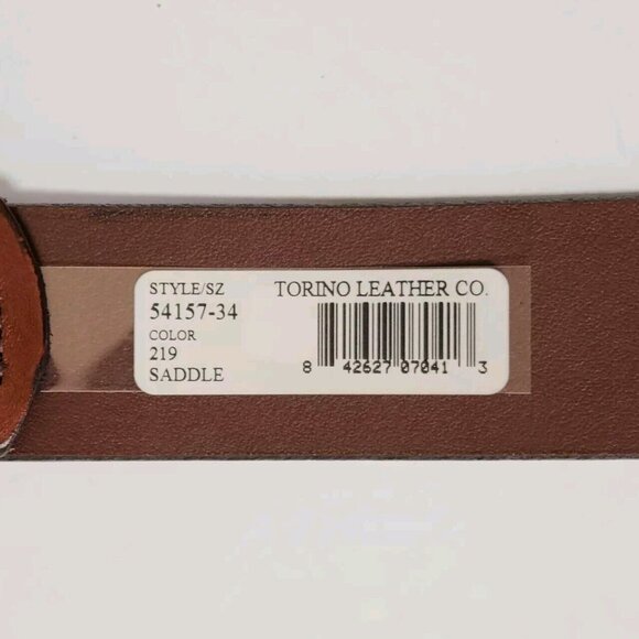 New Torino Elite 34 Brown Leather Belt European Tanned Cowhide USA Nickel Buckle - Picture 4 of 13
